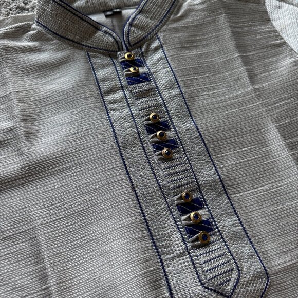 [NEW] Indian Pakistani Men Kurta Pajama Sherwani Suit Gray Blue Medium - Picture 6 of 12
